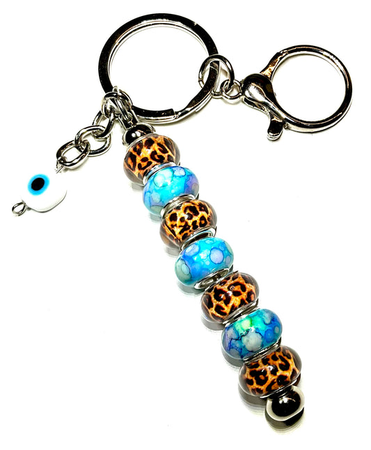 Porte clés léopard bleu